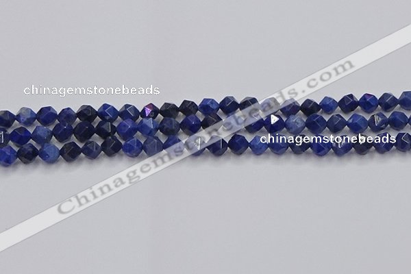 CDU336 15.5 inches 6mm faceted nuggets blue dumortierite beads