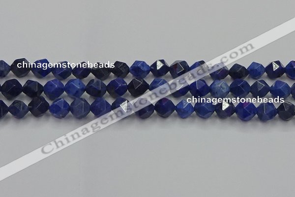 CDU338 15.5 inches 10mm faceted nuggets blue dumortierite beads