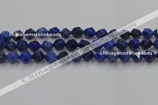 CDU339 15.5 inches 12mm faceted nuggets blue dumortierite beads