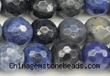 CDU385 15 inches 6mm faceted round dumortierite beads