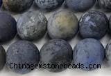 CDU392 15 inches 8mm round matte dumortierite beads