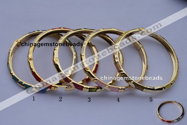 CEB01 5pcs 5.5mm width gold plated alloy with enamel bangles wholesale