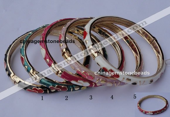 CEB04 5pcs 6mm width gold plated alloy with enamel bangles wholesale