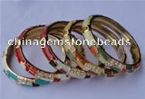 CEB08 5pcs 10mm width gold plated alloy with rhinestone & enamel bangles