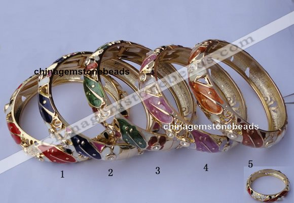 CEB16 5pcs 13.5mm width gold plated alloy with rhinestone & enamel bangles