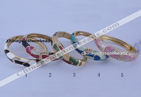 CEB43 5pcs 17mm width gold plated alloy with enamel rhinestone & bangles