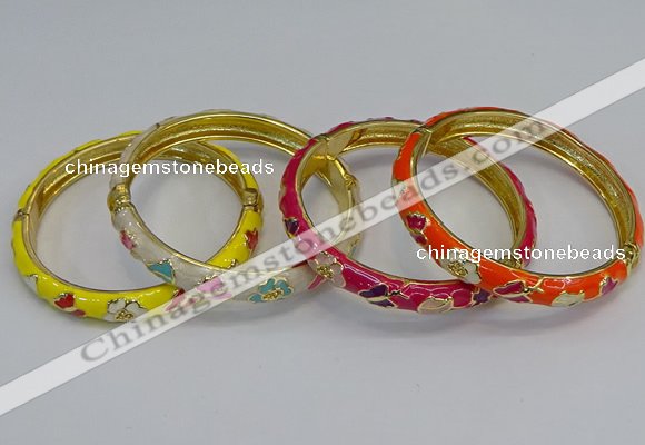 CEB57 7mm width gold plated alloy with enamel bangles wholesale