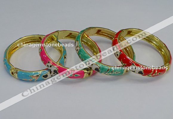 CEB62 9mm width gold plated alloy with enamel bangles wholesale