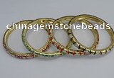 CEB85 7mm width gold plated alloy with enamel bangles wholesale