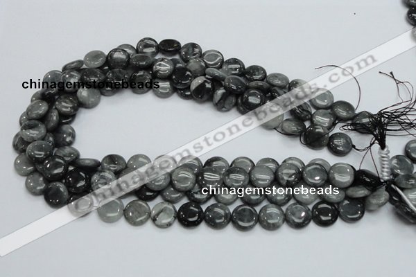 CEE12 15.5 inches 14mm flat round eagle eye jasper beads wholesale