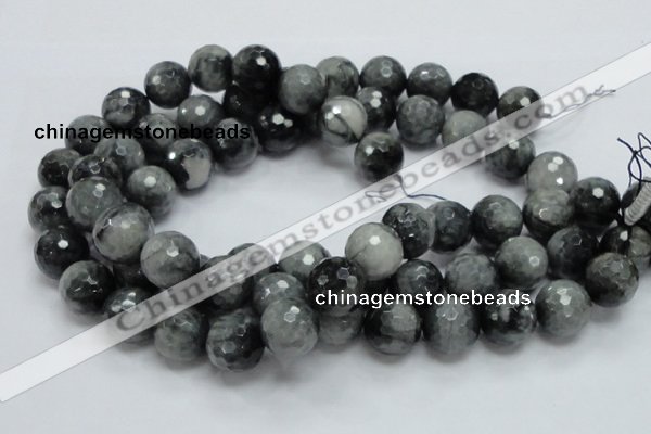 CEE24 15.5 inches 18mm faceted round eagle eye jasper beads wholesale
