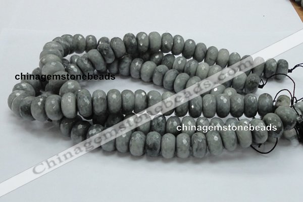 CEE26 15.5 inches 10*18mm faceted rondelle eagle eye jasper beads
