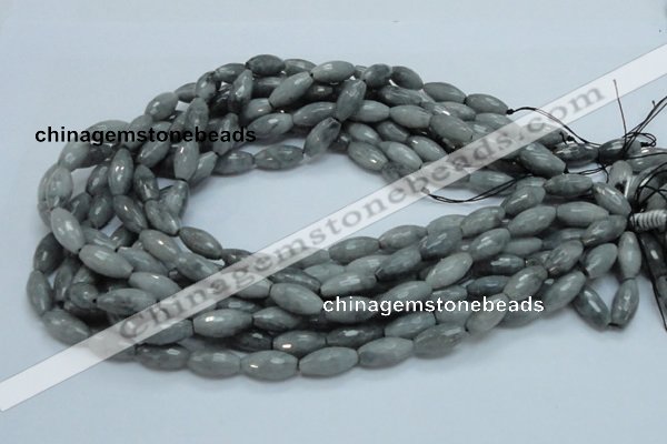 CEE27 15.5 inches 8*16mm faceted rice eagle eye jasper beads