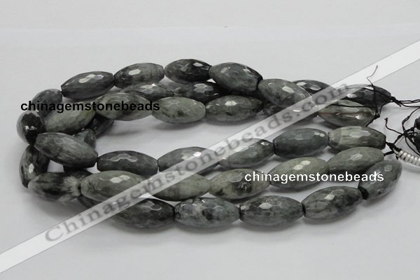 CEE32 15.5 inches 15*30mm faceted rice eagle eye jasper beads