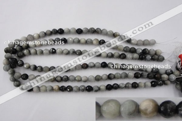 CEE352 15.5 inches 8mm faceted round eagle eye jasper beads