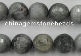 CEE355 15.5 inches 14mm faceted round eagle eye jasper beads