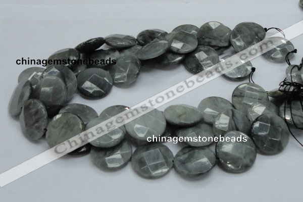 CEE39 15.5 inches 25mm faceted coin eagle eye jasper beads wholesale