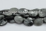 CEE50 15.5 inches 8*10mm faceted oval eagle eye jasper beads