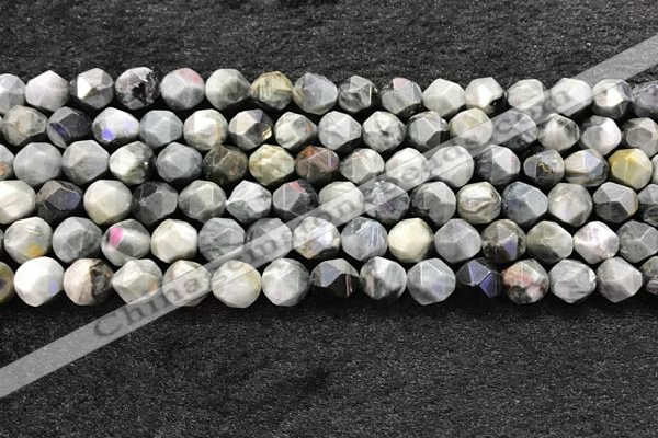 CEE531 15.5 inches 8mm faceted nuggets eagle eye jasper beads