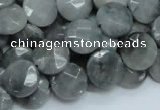 CEE58 15.5 inches 14mm faceted coin eagle eye jasper beads