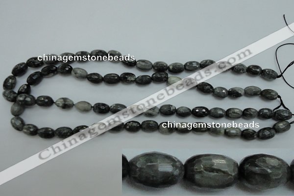 CEE71 15.5 inches 8*12mm faceted rice eagle eye jasper beads