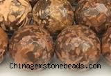 CEJ312 15 inches 10mm faceted round elephant skin jasper beads
