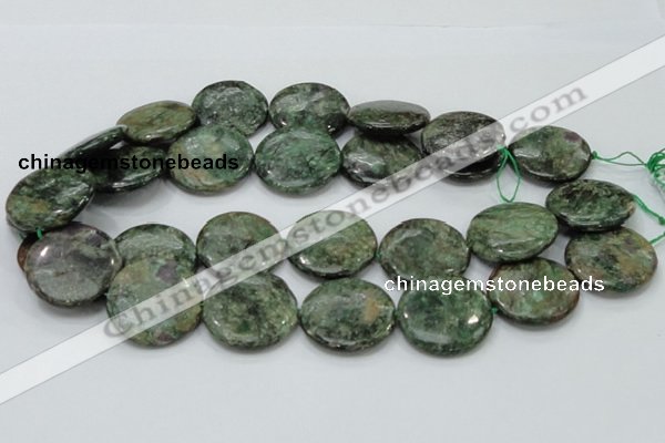 CEM04 15.5 inches 30mm flat round emerald gemstone beads wholesale