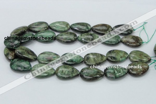 CEM09 15.5 inches 23*30mm flat teardrop emerald gemstone beads