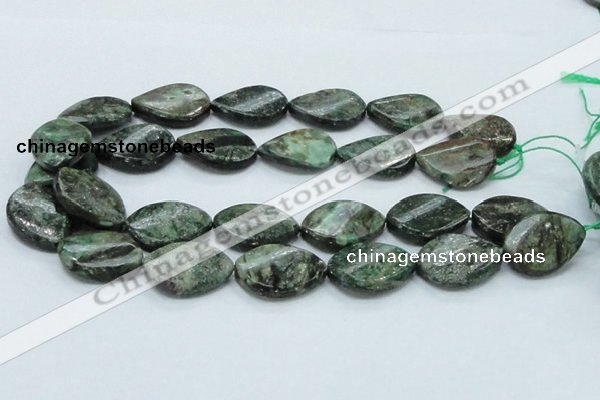 CEM29 15.5 inches 22*30mm twisted teardrop emerald gemstone beads