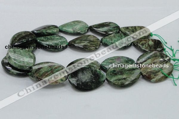 CEM30 15.5 inches 30*40mm twisted teardrop emerald gemstone beads