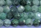 CEM78 15 inches 4mm faceted round emerald beads