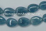 CEQ101 15.5 inches 10*14mm flat teardrop blue sponge quartz beads