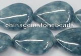 CEQ108 15.5 inches 22*30mm flat teardrop blue sponge quartz beads