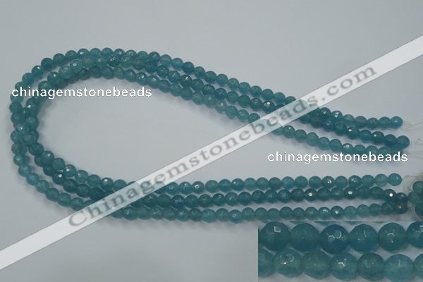 CEQ12 15.5 inches 6mm faceted round blue sponge quartz beads