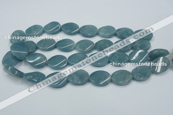 CEQ126 15.5 inches 18*25mm twisted oval blue sponge quartz beads