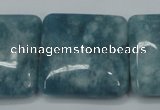 CEQ168 15.5 inches 30*30mm square blue sponge quartz beads