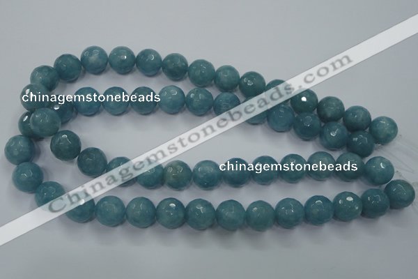 CEQ17 15.5 inches 14mm faceted round blue sponge quartz beads