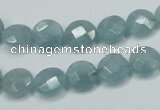 CEQ181 15.5 inches 10mm faceted coin blue sponge quartz beads