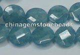 CEQ183 15.5 inches 14mm faceted coin blue sponge quartz beads