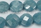 CEQ185 15.5 inches 18mm faceted coin blue sponge quartz beads