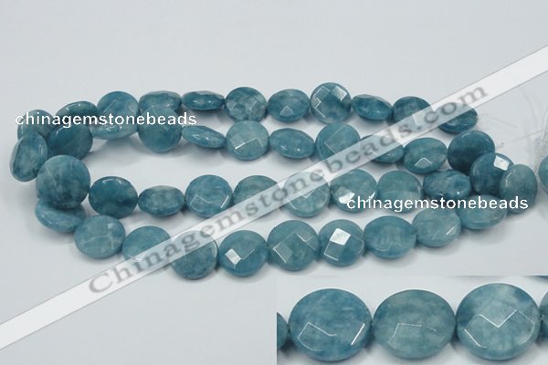 CEQ185 15.5 inches 18mm faceted coin blue sponge quartz beads