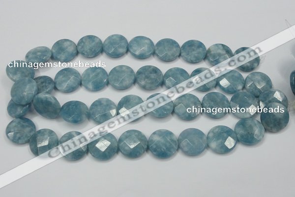 CEQ186 15.5 inches 20mm faceted coin blue sponge quartz beads