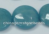 CEQ188 15.5 inches 30mm faceted coin blue sponge quartz beads