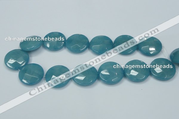 CEQ188 15.5 inches 30mm faceted coin blue sponge quartz beads