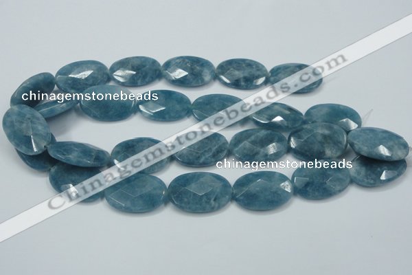 CEQ196 15.5 inches 20*30mm faceted oval blue sponge quartz beads