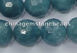 CEQ20 15.5 inches 20mm faceted round blue sponge quartz beads