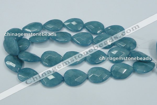 CEQ207 15.5 inches 22*30mm faceted flat teardrop blue sponge quartz beads