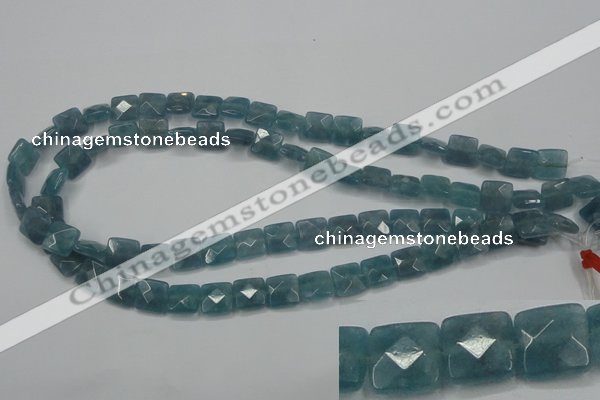 CEQ221 15.5 inches 10*10mm faceted square blue sponge quartz beads