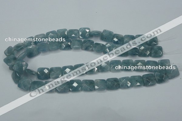 CEQ223 15.5 inches 14*14mm faceted square blue sponge quartz beads