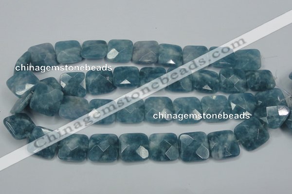 CEQ226 15.5 inches 20*20mm faceted square blue sponge quartz beads